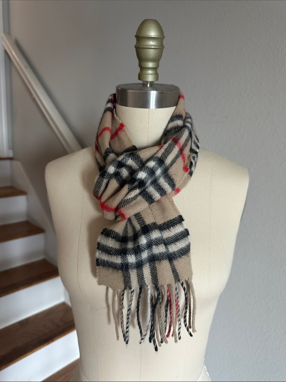 Burberry Nova Tan Plaid Cashmere Scarf 8”x50” - Picture 2 of 12